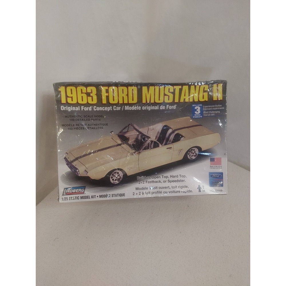 Lindberg 1963 Mustang II Orig‎ Ford Concept Car 1:25 Model KIT ORIG BOX UNBUILT